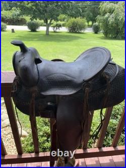 Western Leather Saddle Roping 16 Brown