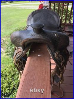 Western Leather Saddle Roping 16 Brown