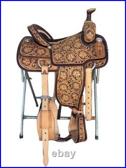 Western Leather Saddle Wade Brown Fork Roping Ranch Horse Saddle size(10 to 18)