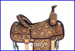 Western Leather Saddle Wade Brown Fork Roping Ranch Horse Saddle size(10 to 18)