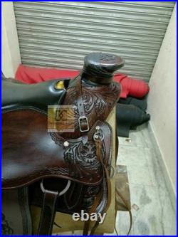 Western Leather Saddle Wade Roping Ranch Work Horse Saddle TACK