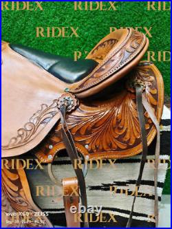 Western Leather Trail Riding Horse Barrel Saddle Tack Set Free Shipping