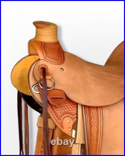 Western Leather wade Roping Ranch hand carved Horse Saddle 10 -18 free ship