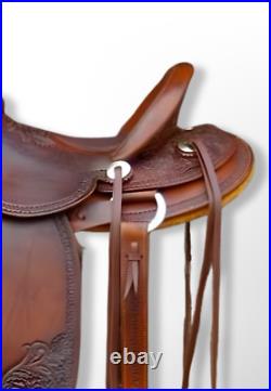 Western Leather wade Roping Ranch hand carved Horse Saddle 10 -18 free ship