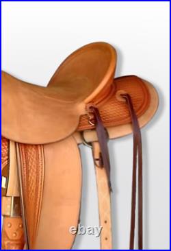 Western Leather wade Roping Ranch hand carved Horse Saddle 10 -18 free ship