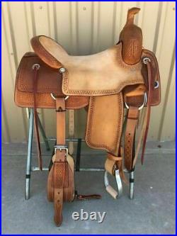 Western Natural & Brown Leather Strip Down Roper Ranch Cutter Saddle 14 To 18