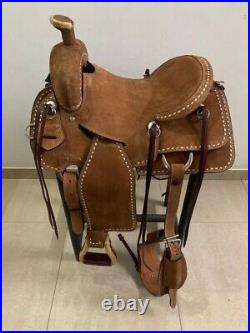 Western Natural & Brown Leather Strip Down Roper Ranch Saddle 14,15,1617