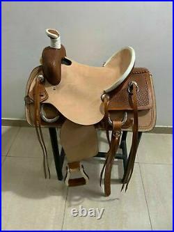 Western Natural Strip Down Leather Hand Tooled Roper Ranch Saddle 14 To 18