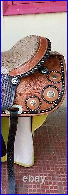 Western Pleasure Cowhide Genuine Leather Saddle Tack, 10 to18 inch Free Shipping
