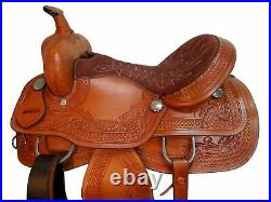 Western Pleasure Cowhide Genuine Leather Silver Show Horse Saddle Tack 14 to 17