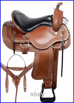 Western Pleasure Trail Barrel Racing Horse Leather Saddle Tack Set 15 16 17
