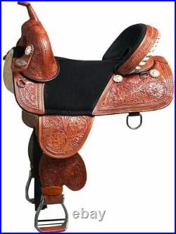 Western /Pleasure Trail Barrel Racing Premium Leather TREELESS saddle 16