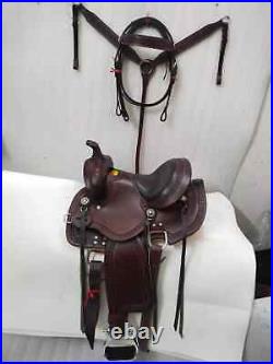 Western Premium Leather Pleasure Trail Horse Saddle Tack Size 14