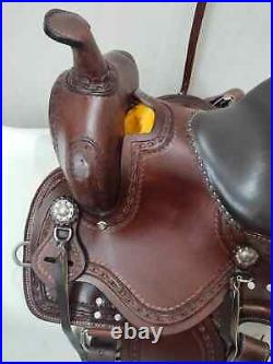 Western Premium Leather Pleasure Trail Horse Saddle Tack Size 14