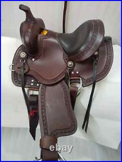 Western Premium Leather Pleasure Trail Horse Saddle Tack Size 14