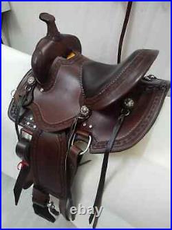 Western Premium Leather Pleasure Trail Horse Saddle Tack Size 14