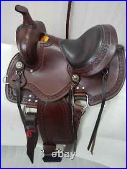 Western Premium Leather Pleasure Trail Horse Saddle Tack Size 14