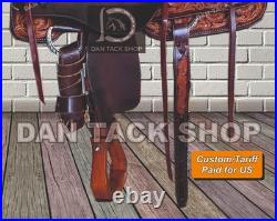Western Ranch Horse Saddle Premium Leather Handmade with Tack Set Free shipping