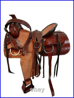 Western Rodeo Saddle 15 16 17 18 Ranch Roper Pleasure Tooled Leather 15 16 17 18