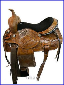 Western Rodeo Saddle Barrel Racing 15 16 Tooled Leather Horse Pleasure Tack Set