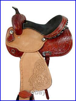 Western Rodeo Saddle Barrel Racing Pleasure Tooled Leather Horse Set 15 16 17 18