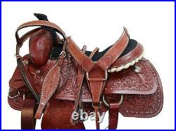 Western Roping Deep Seat Saddle 17 16 Pleasure Horse Floral Tooled Roper Tack