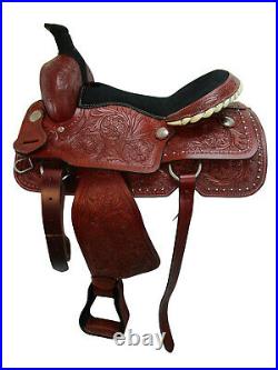 Western Roping Deep Seat Saddle 17 16 Pleasure Horse Floral Tooled Roper Tack
