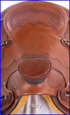 Western Roping Hand Tooled Leather Horse Saddle Hard Seat Tack Set Size10-18.5