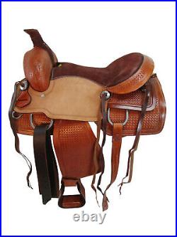 Western Roping Horse Hand Made Leather Saddle 15 16 17 Trail Pleasure Ranch Tack