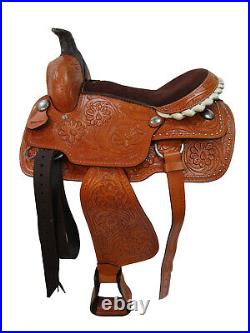 Western Roping Ranch Cowgirl Saddle 15 16 17 18 Pleasure Tooled Leather Tack Set