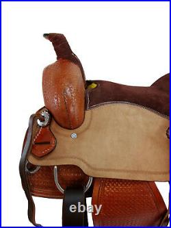 Western Roping Roper Ranch Cutting Horse Saddle 17 16 15 Tooled Leather Tack Set
