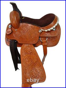 Western Roping Saddle Ranch Deep Seat Tooled Leather Pleasure Tack 18 17 16 15