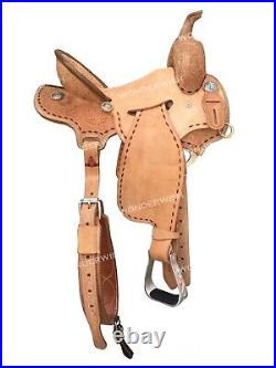 Western Rough Out Leather Floral Tooled Barrel Horse Saddle Set Size 10 18