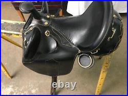 Western Saddle 13 Black Leather Brown Padding