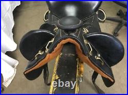 Western Saddle 13 Black Leather Brown Padding