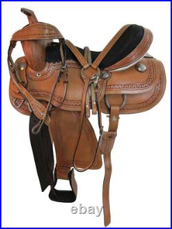 Western Saddle Barrel Racing Horse Pleasure Custom made Leather Tack 18 17 16 15
