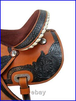Western Saddle Barrel Racing Horse Rodeo Pleasure Trail Leather Tack 15 16 17 18