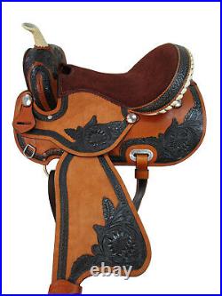 Western Saddle Barrel Racing Horse Rodeo Pleasure Trail Leather Tack 15 16 17 18