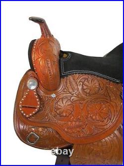 Western Saddle Barrel Racing Horse Trail Pleasure Tooled Leather Set 15 16 17 18
