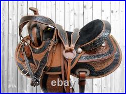 Western Saddle Barrel Racing Trail Horse Pleasure Cowboy Leather 15 16 17 18 Western Saddle Barrel Racing Trail Horse Pleasure Cowboy Leather 15 16 17 18