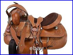 Western Saddle Deep Seat Horse Barrel Racing Tooled Used Leather Set 18 17 16 15