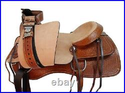 Western Saddle Deep Seat Roping Roper Ranch Basket Tooled Horse Tack Set 16 17