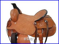 Western Saddle Hard Seat Pleasure Trail Tooled Leather Tack Set 15 16 17 18