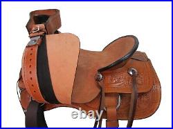 Western Saddle Horse Pleasure Hard Seat Trail Tooled Leather Tack 15 16 17 18
