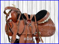 Western Saddle Horse Trail Pleasure Cross Tooled Used Leather Tack Set 17 16 15