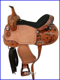 Western Saddle Leather Barrel Racing New Horse Pleasure Trail Tack Set 14 To 18