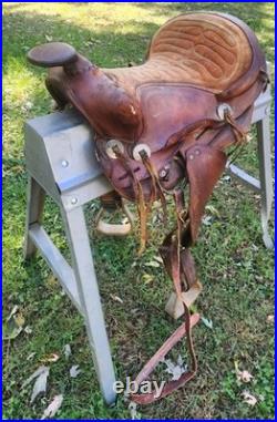 Western Saddle Leather Horse Rider Used Country Cowboy Farm Prop In Kansas City