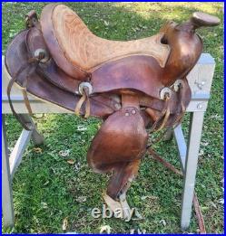 Western Saddle Leather Horse Rider Used Country Cowboy Farm Prop In Kansas City