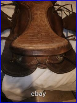 Western Saddle Leather Horse Rider Used Country Cowboy Farm Prop In Kansas City