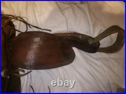 Western Saddle Leather Horse Rider Used Country Cowboy Farm Prop In Kansas City